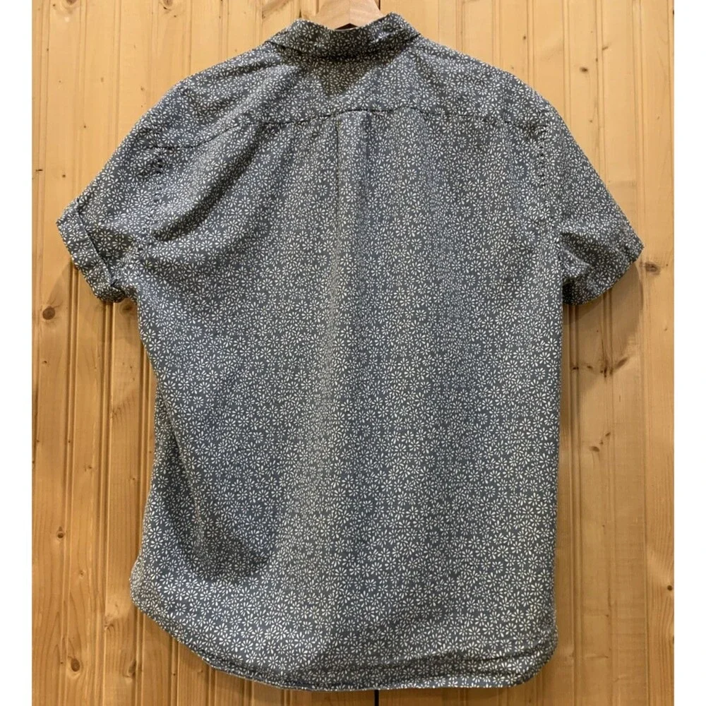J Crew Shirt Mens XL Blue Slim Secret Wash Organic Cotton Floral Button Down